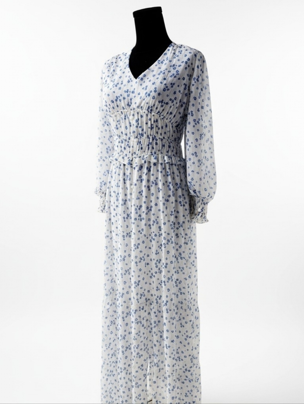 NWT! Alexa B Blue Floral V-Neck Maxi Dress